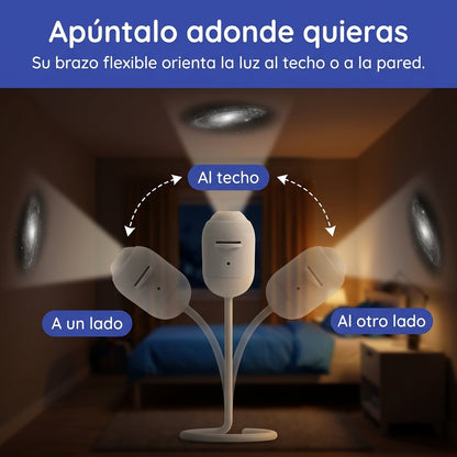 Luz nocturna con galaxias en el techo